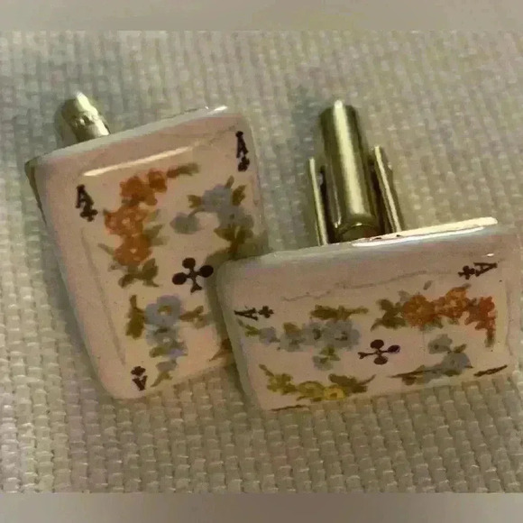 Vintage 1950’s Ceramic Card Cuff Links, Ace of Clubs - Picture 5 of 5